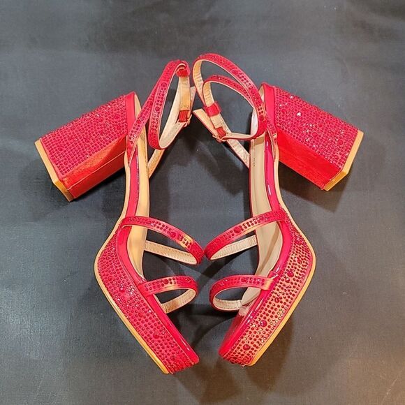 BRAND NEW FOREVER SEQUIM EMBROIDERY OPEN TOE BLOCK HEEL SANDAL - Picture 14 of 15